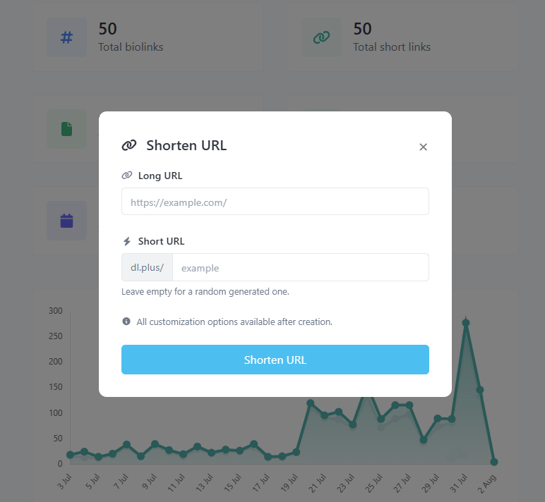 Screenshot of the app short URL editing page